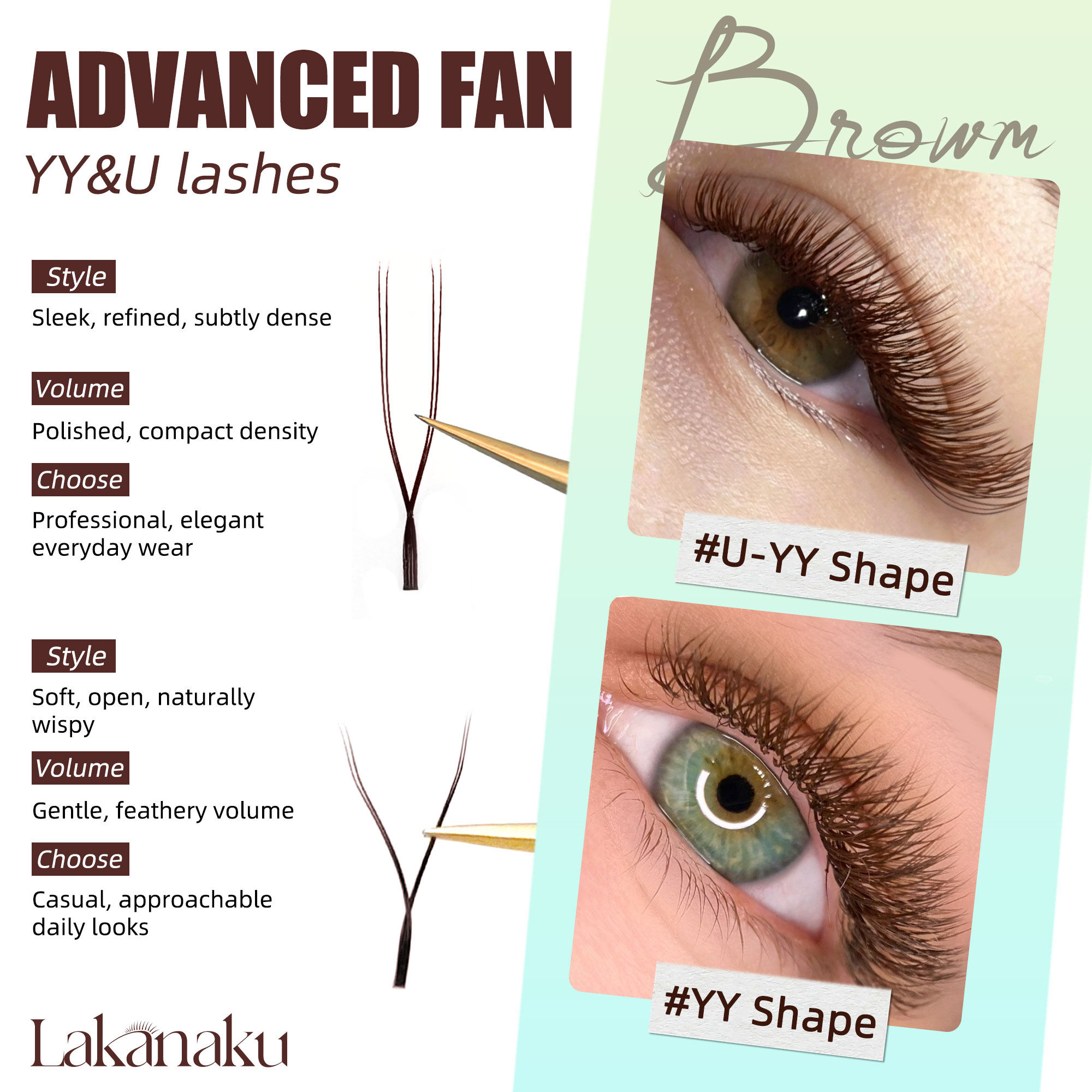 LAKANAKU Ciglia a U Marrone Sc - Eyelash Extension Yy recensione e prezzo